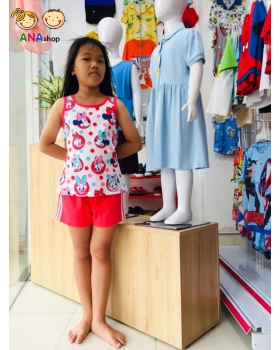 1912095 - đồ bộ trẻ em Thun cotton, in Mickey chấm bi/ đỏ - cam