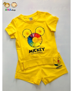 1954 - S8-12, đồ bộ trẻ em thun cotton, 3 bông xếp thành hình Mickey - vàng