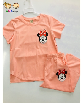 1982105 - S14-22, đồ bộ trẻ em Thun cotton, Mini bên phải và sau lưng - gạch tôm