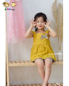 3633150 (S1-10) Bộ cánh tiên/ nơ trên ngực áo - Áo vàng/ quần bông