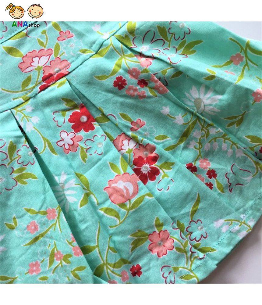 0082090 - S1.8- đồ bộ trẻ em kate, phối túi trước ngực cùng màu chân váy