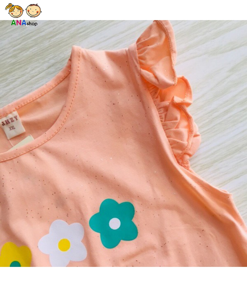 2922080 - S1-7, áo Áo thun cotton 4 chiều, tay bèo, kim tuyến, 3 bông hoa