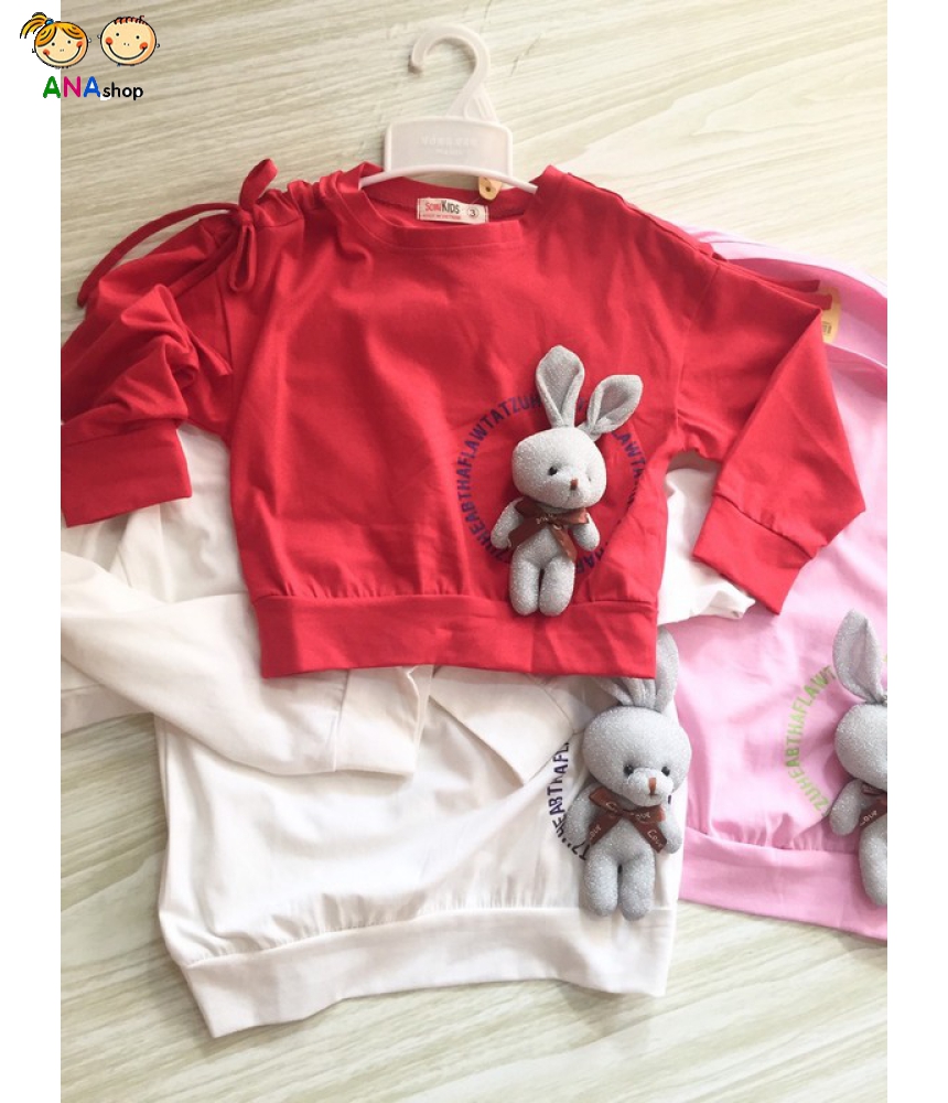 2953165 - S9-15 - Áo thun cotton 4 chiều, gài gấu bông kim tuyến, dây rút vai