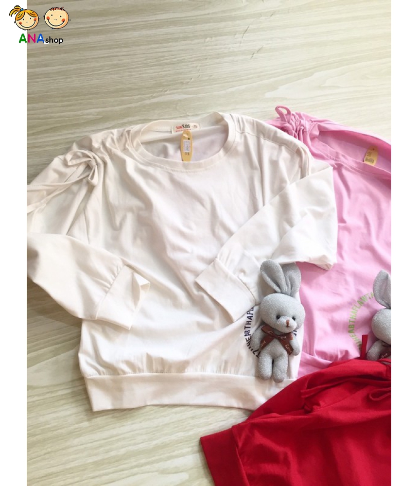 2953165 - S9-15 - Áo thun cotton 4 chiều, gài gấu bông kim tuyến, dây rút vai