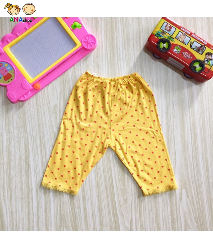 0672035 - S1-10, quần trẻ em thun/ in tim/ xám/ vàng