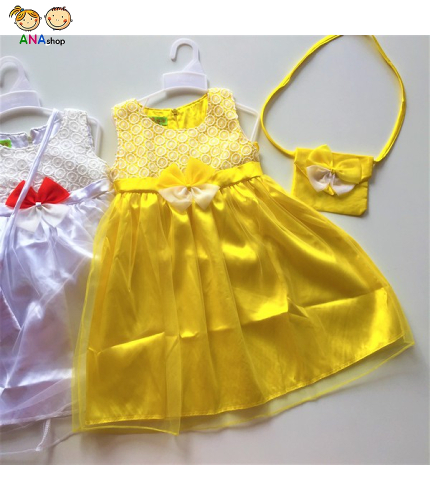 1022060 - S1.8 - Đầm nơ vải phi bóng, tùng 2 lớp