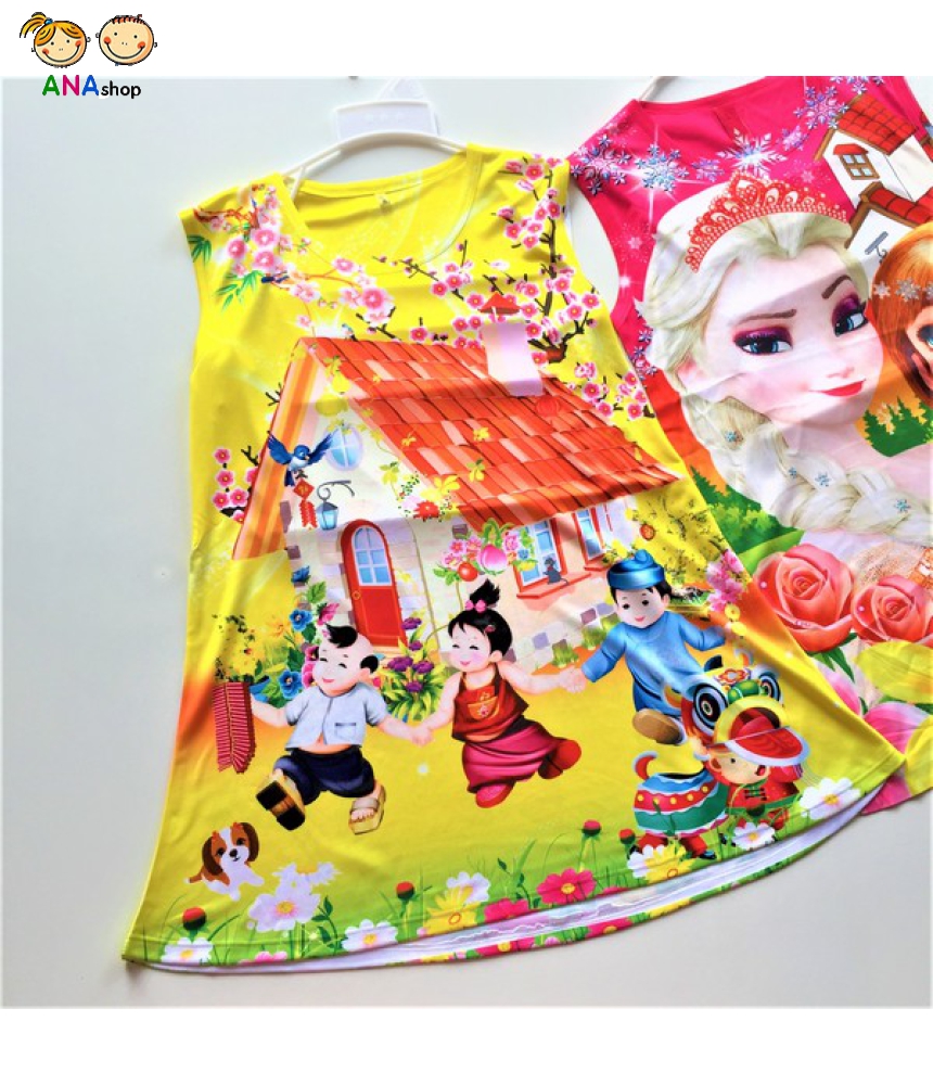 1281045 - S16.23kg - đầm trẻ em thun lạnh/ in 3D