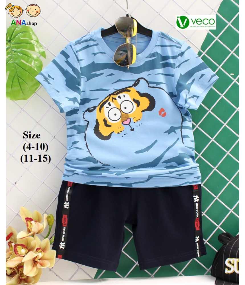 4412180 - S11.15 - Bộ ngắn in Tiger (xanh dương)