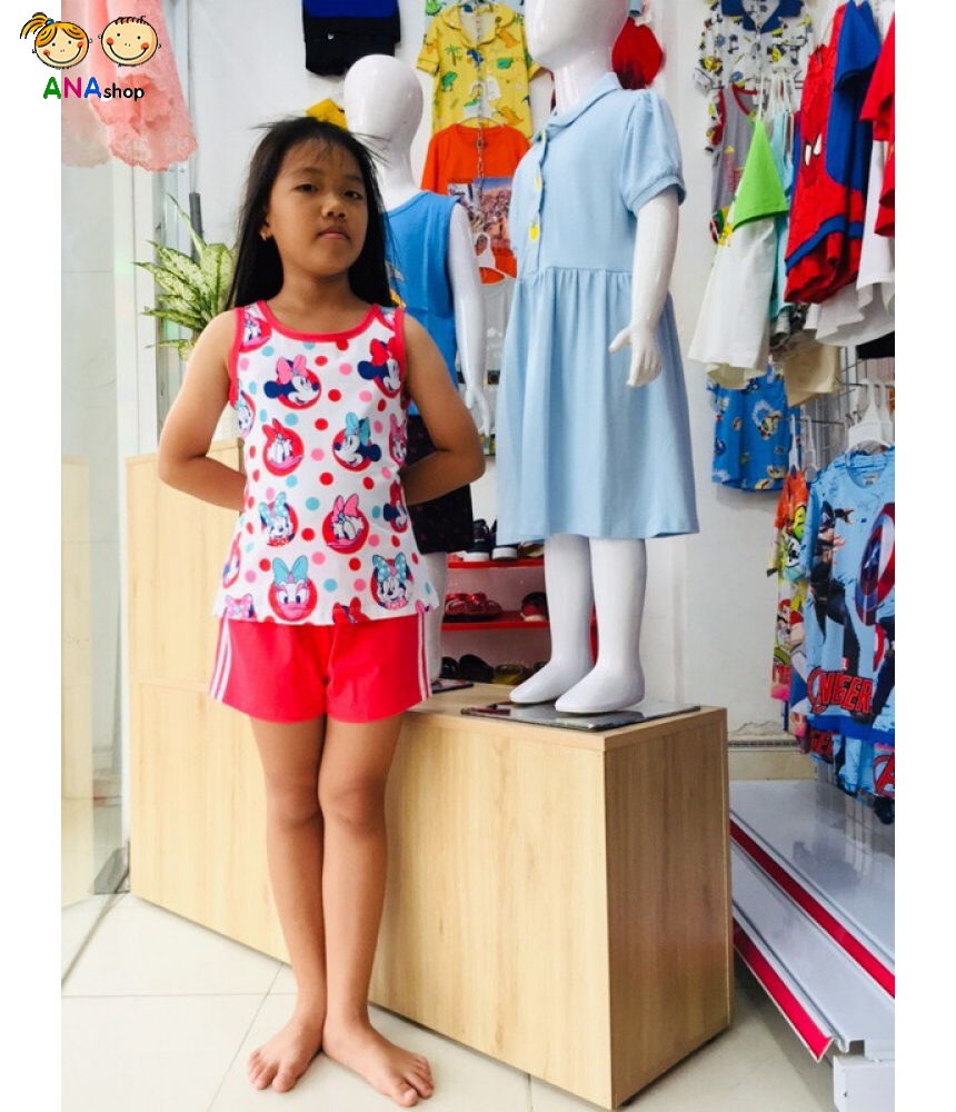 1912095 - đồ bộ trẻ em Thun cotton, in Mickey chấm bi/ đỏ - cam