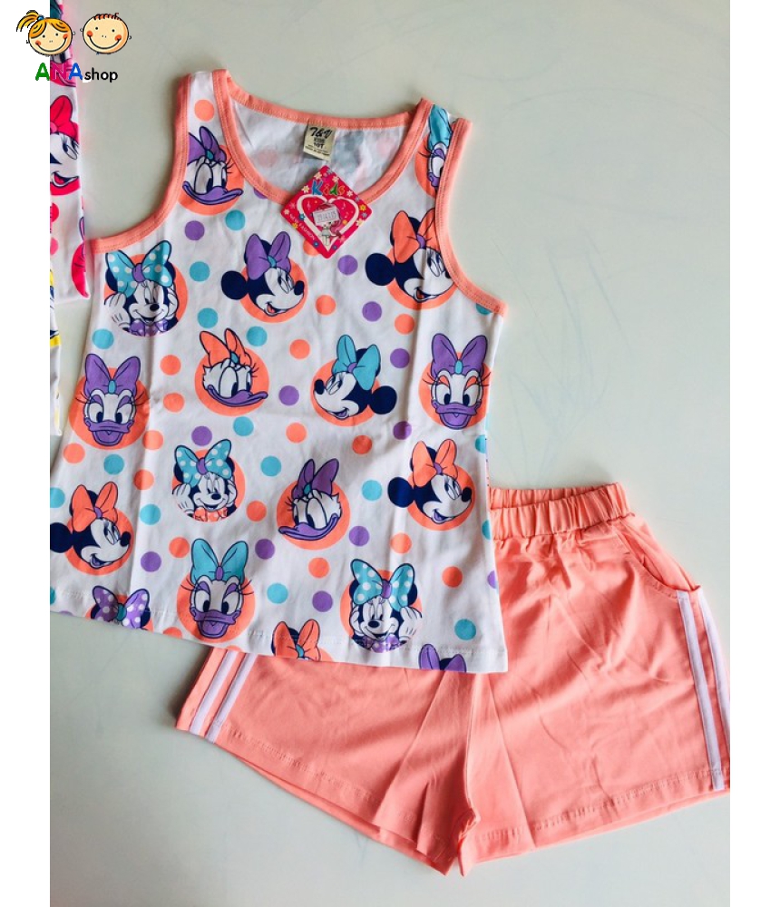 1912095 - đồ bộ trẻ em Thun cotton, in Mickey chấm bi/ đỏ - cam