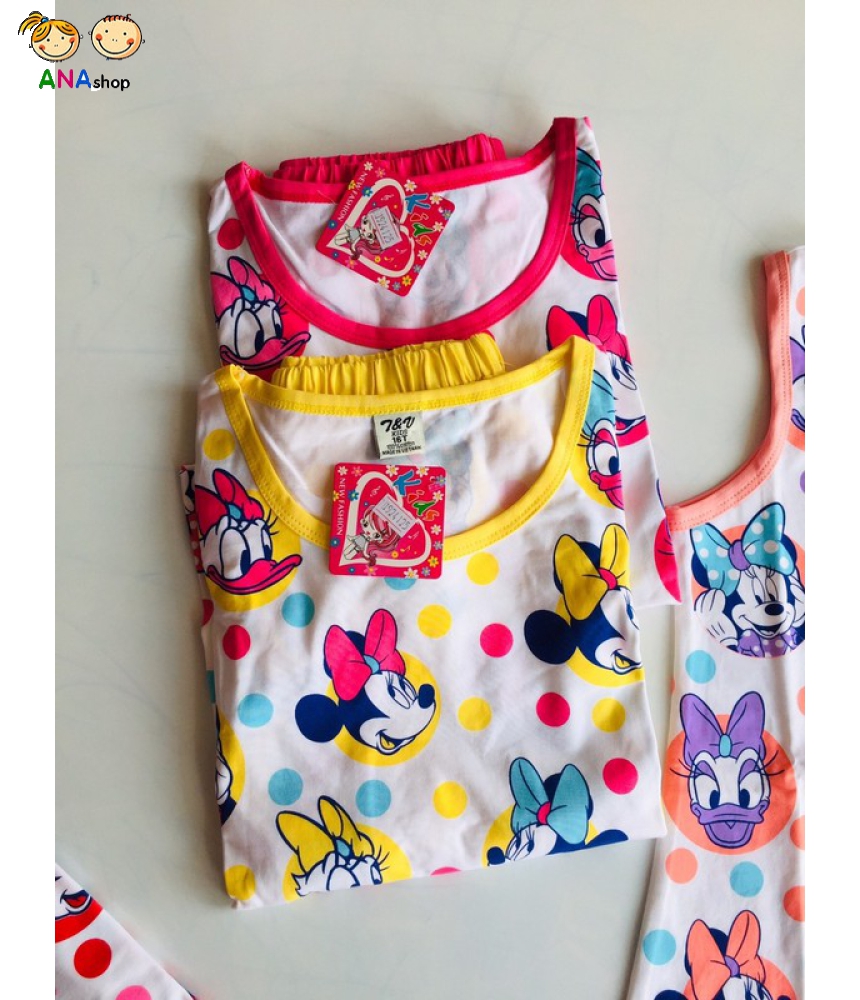 1912095 - đồ bộ trẻ em Thun cotton, in Mickey chấm bi/ đỏ - cam