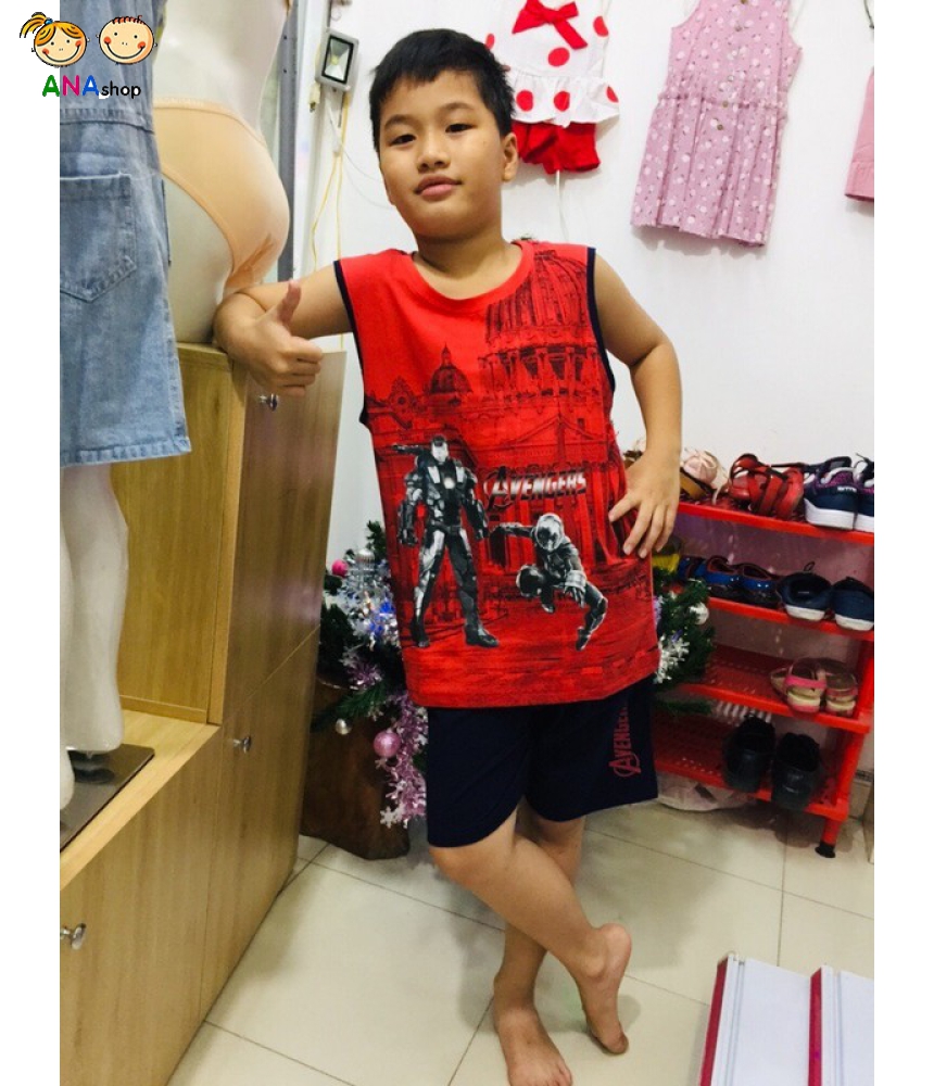 1942105 - đồ bộ trẻ em size cồ - Thun cotton, in 3D Avenger siêu anh hùng