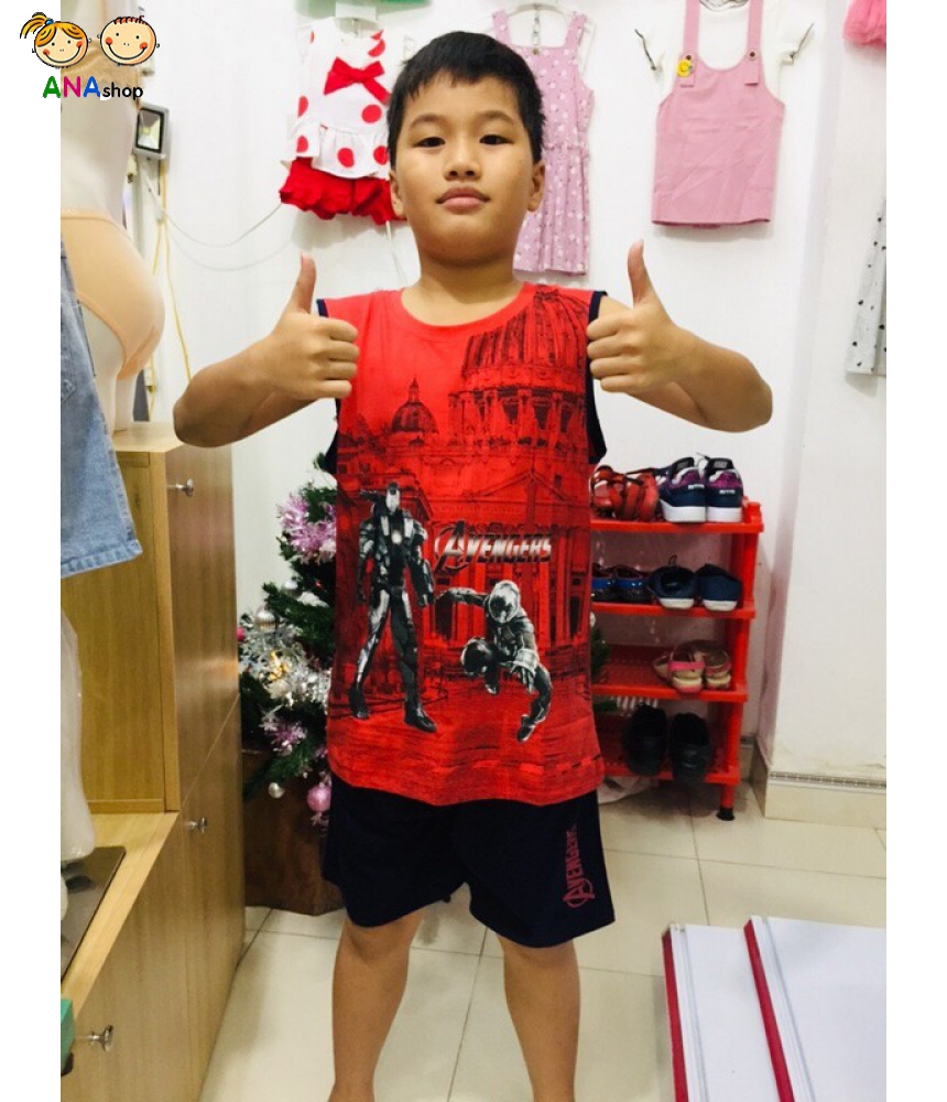 1942105 - đồ bộ trẻ em size cồ - Thun cotton, in 3D Avenger siêu anh hùng
