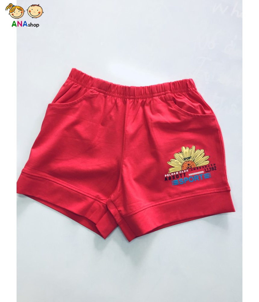 1952085 - S8-12, đồ bộ trẻ em thun cotton, hoa hướng dương - màu đỏ
