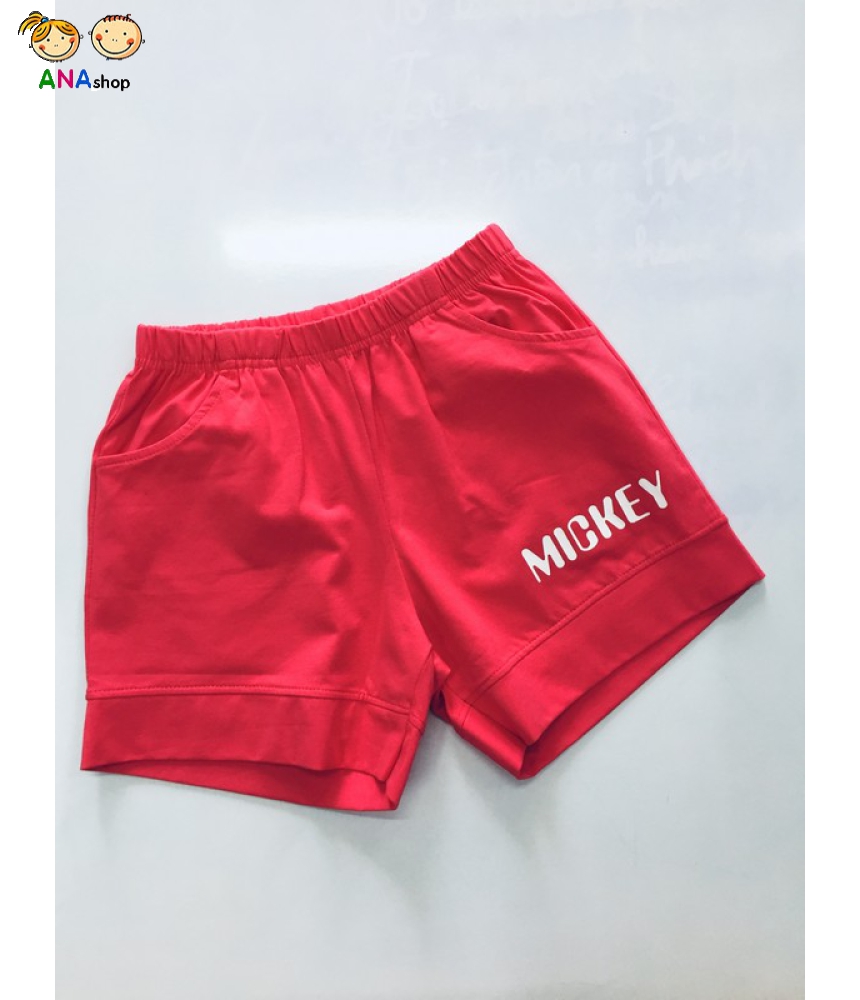 1952085 - S8-12, đồ bộ trẻ em thun cotton, Mickey sát cổ áo - màu đỏ