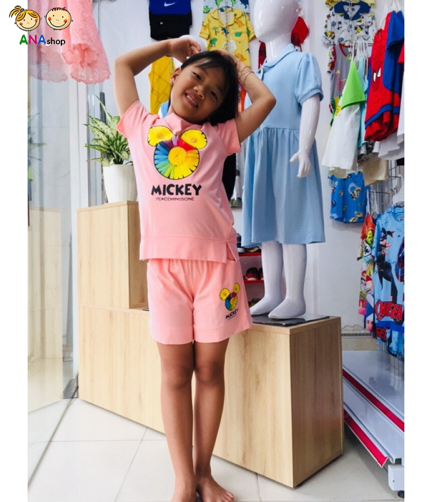 1954 - S8-12, đồ bộ trẻ em thun cotton, 3 bông xếp thành hình Mickey - vàng