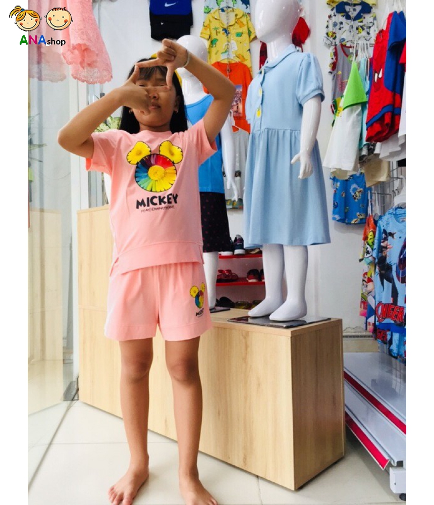 1954 - S8-12, đồ bộ trẻ em thun cotton, 3 bông xếp thành hình Mickey - vàng