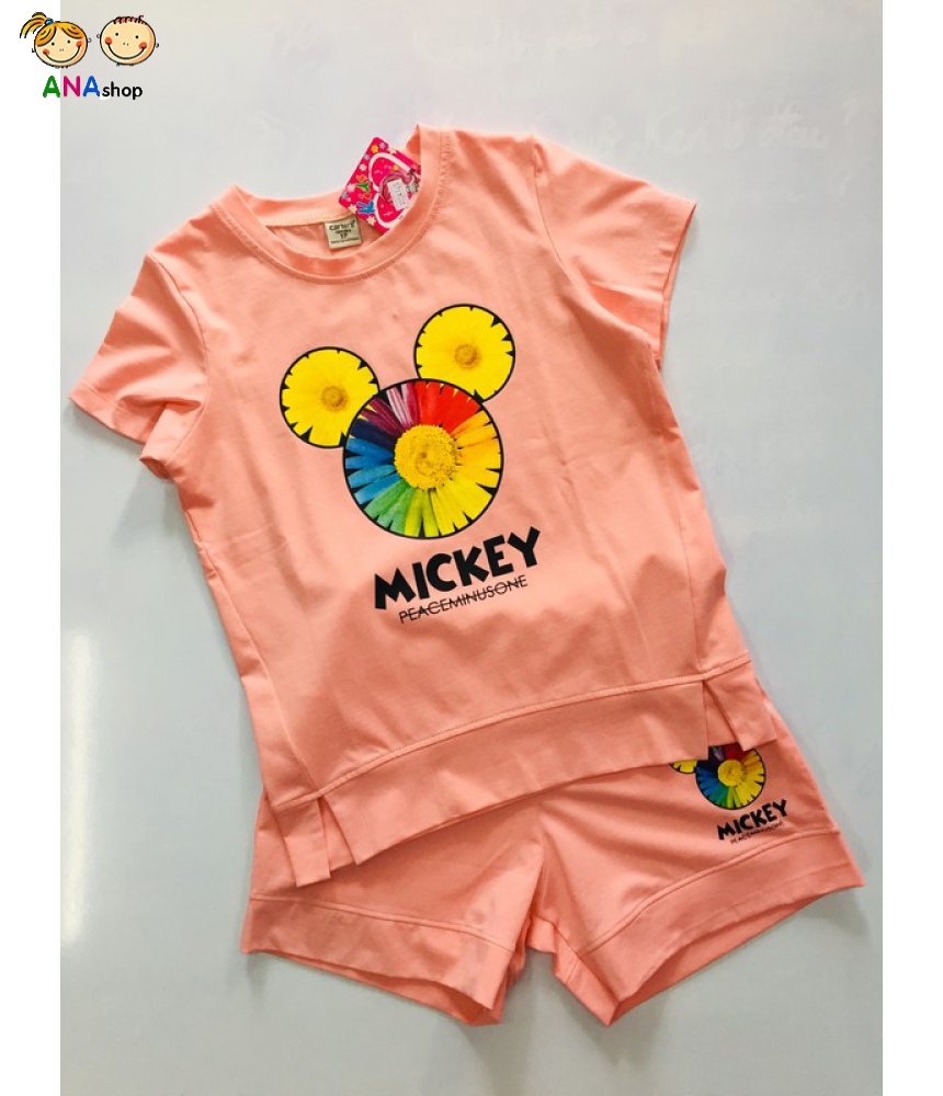 1962100 - S14-22, đồ bộ trẻ em Thun cotton, 3 bông xếp thành hình Mickey