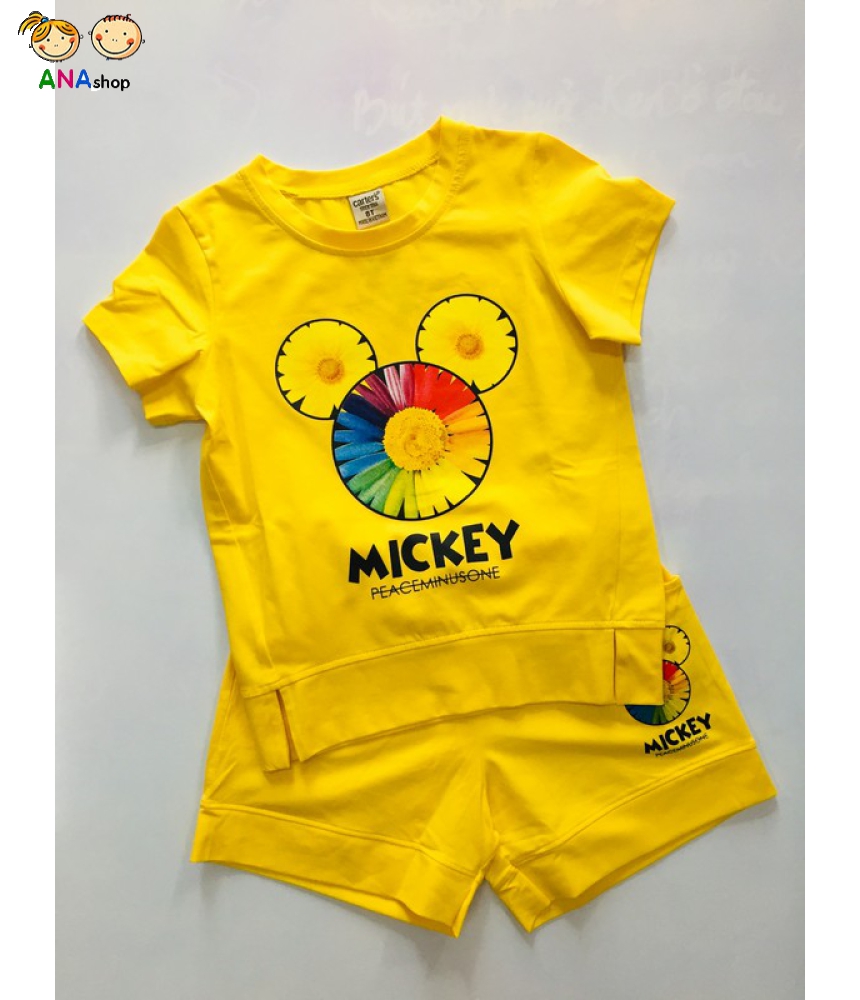 1962100 - S14-22, đồ bộ trẻ em Thun cotton, 3 bông xếp thành hình Mickey