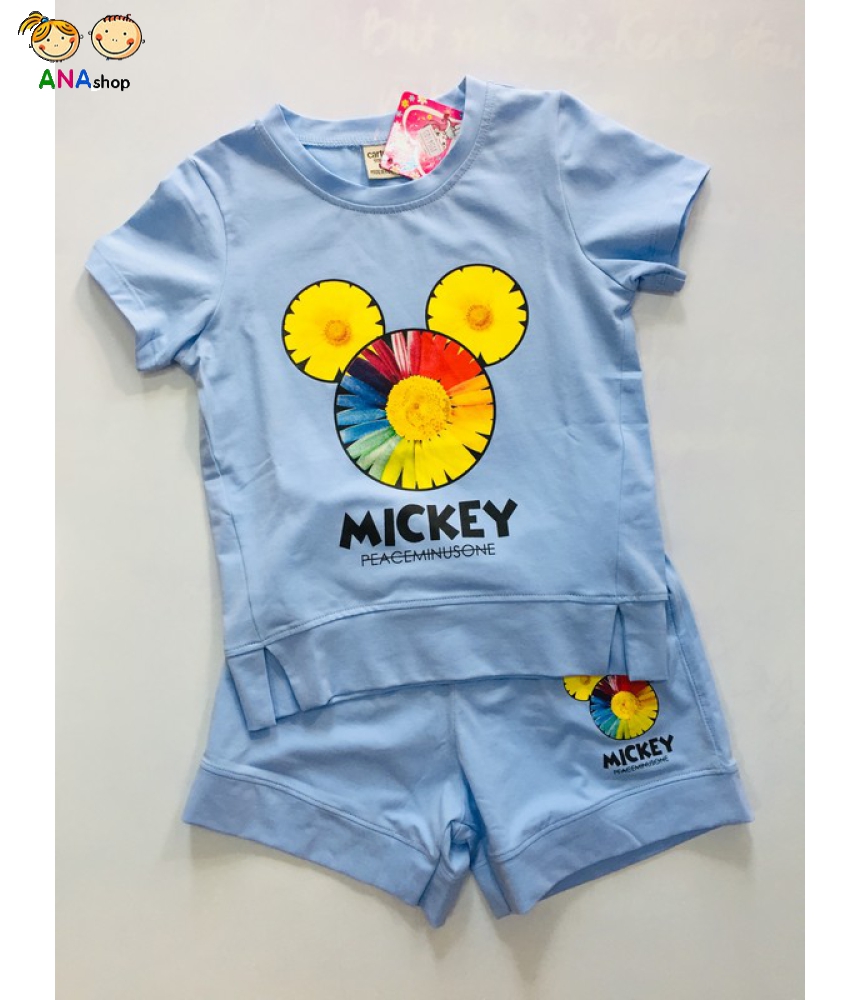 1962100 - S14-22, đồ bộ trẻ em Thun cotton, 3 bông xếp thành hình Mickey