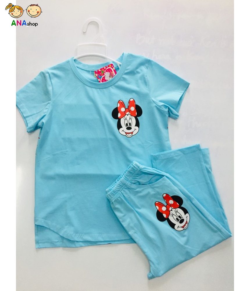 1982105 - S14-22, đồ bộ trẻ em Thun cotton, Mini bên phải và sau lưng - gạch tôm