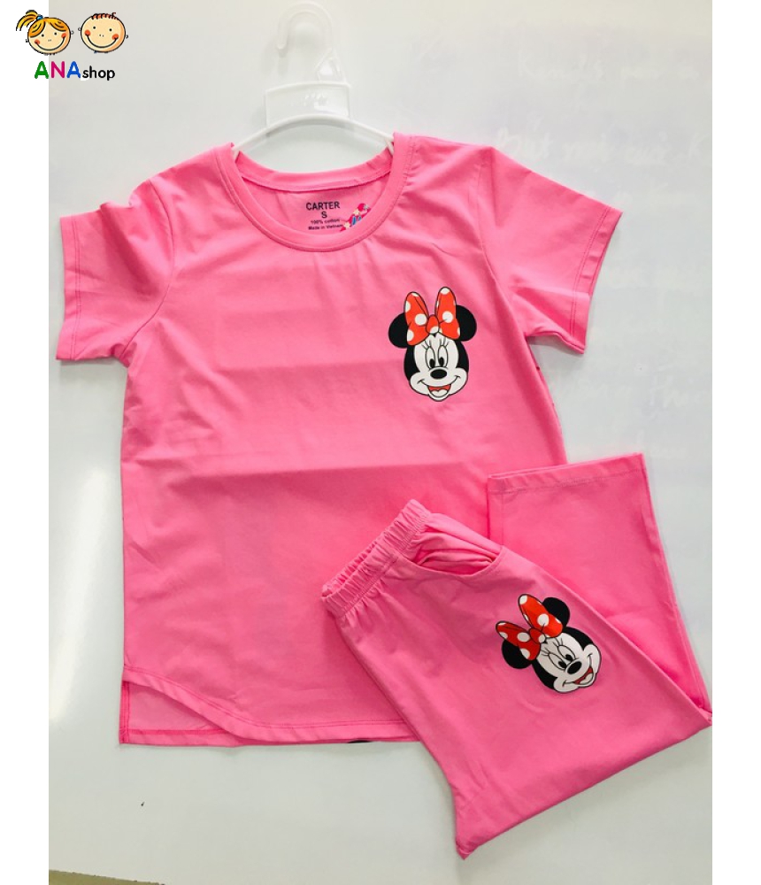 1982105 - S14-22, đồ bộ trẻ em Thun cotton, Mini bên phải và sau lưng - gạch tôm