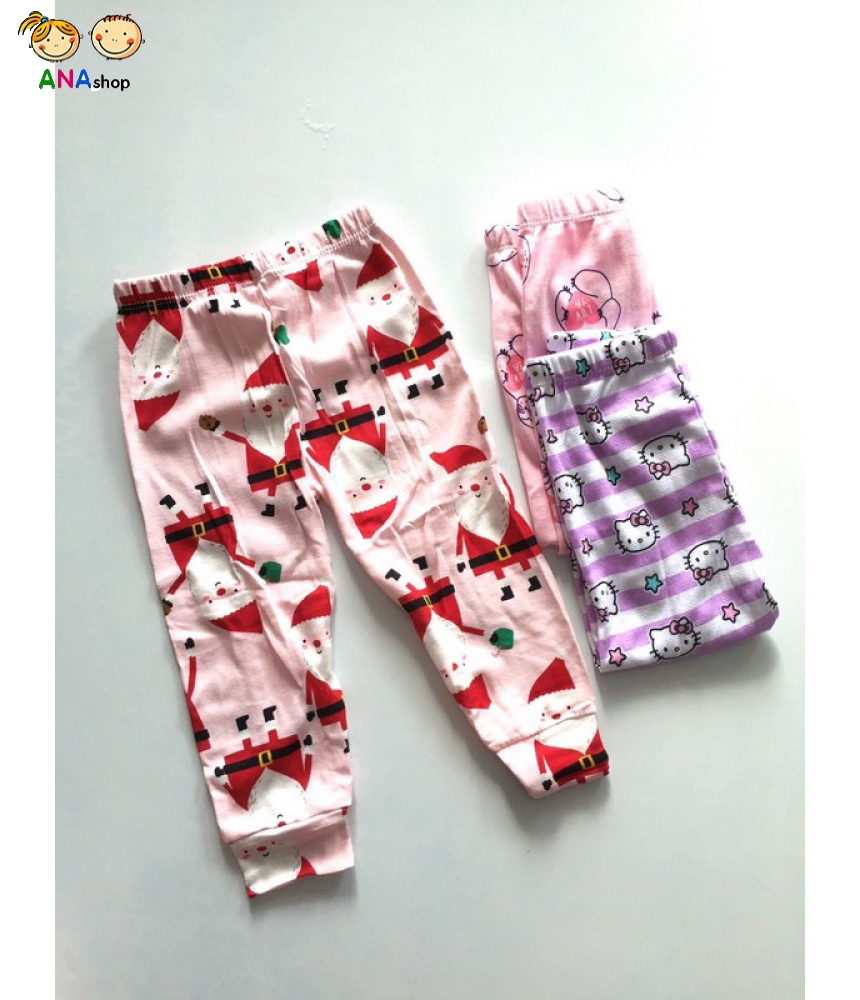 2212040 - S3.5 - quần bé gái cotton dáng ôm, lưng thun, họa tiết phong phú