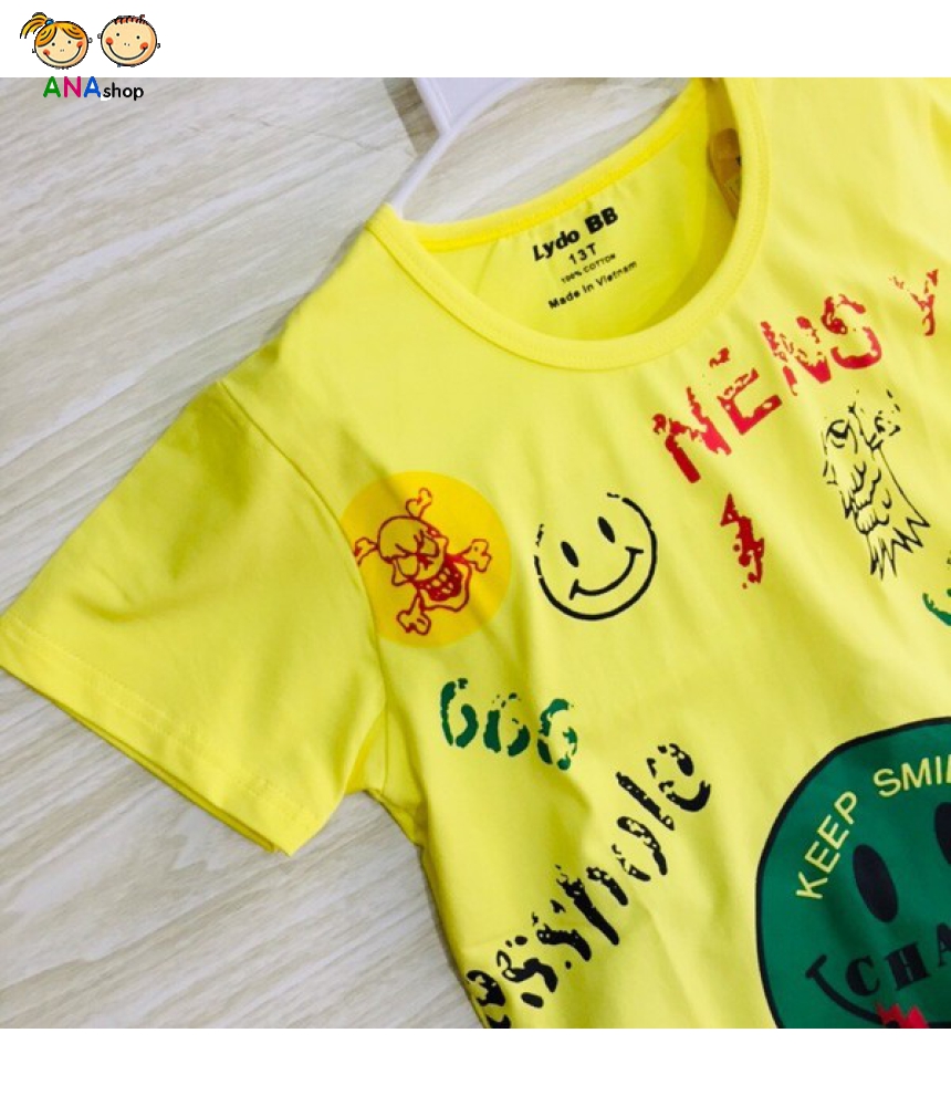 2248210 - S11-15, áo thun cotton 4 chiều mặt cười Keep Smile