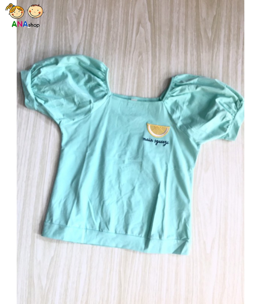 2832080 - S16-25kg, áo thun cotton 4 chiều, cổ vuông, tay phồng