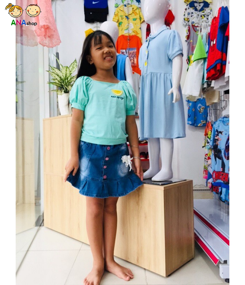 2832080 - S16-25kg, áo thun cotton 4 chiều, cổ vuông, tay phồng