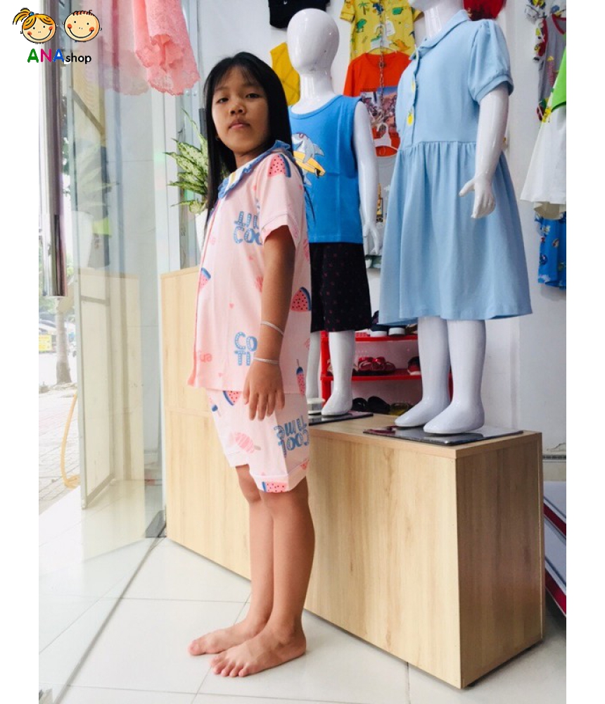 3103165 (S9-13) Pijama thun cotton 4 chiều, cổ sen - Que kem 