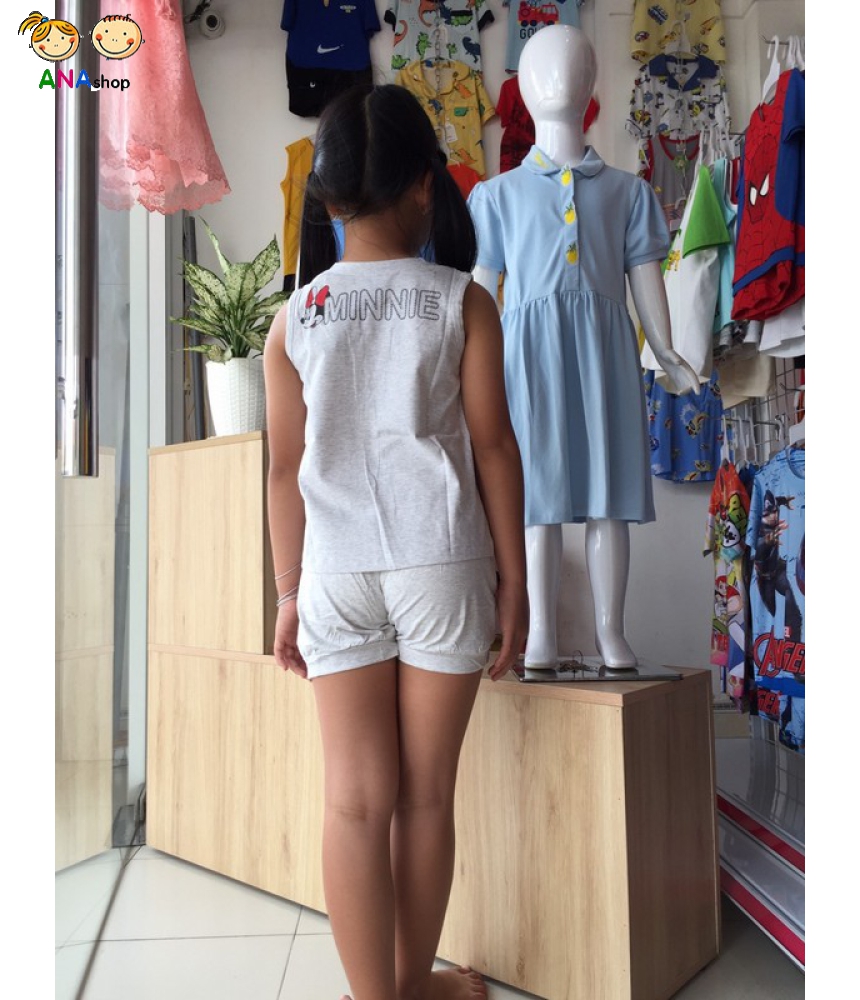 3112090 (S1-10) Bộ thun cotton 4 chiều, sát nách, in Minie