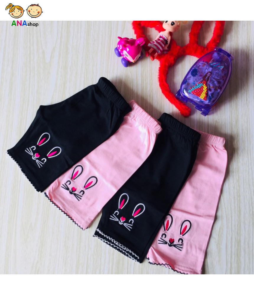 3202045 (S1.10) Quần thun lửng thêu thỏ - set 2c