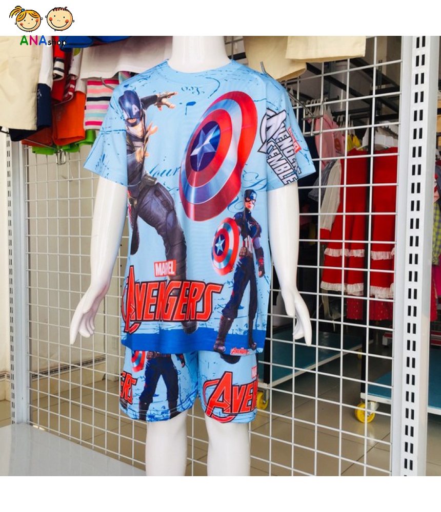 3432095 (S9-15) Bộ thun lạnh, in 3D, American Captain