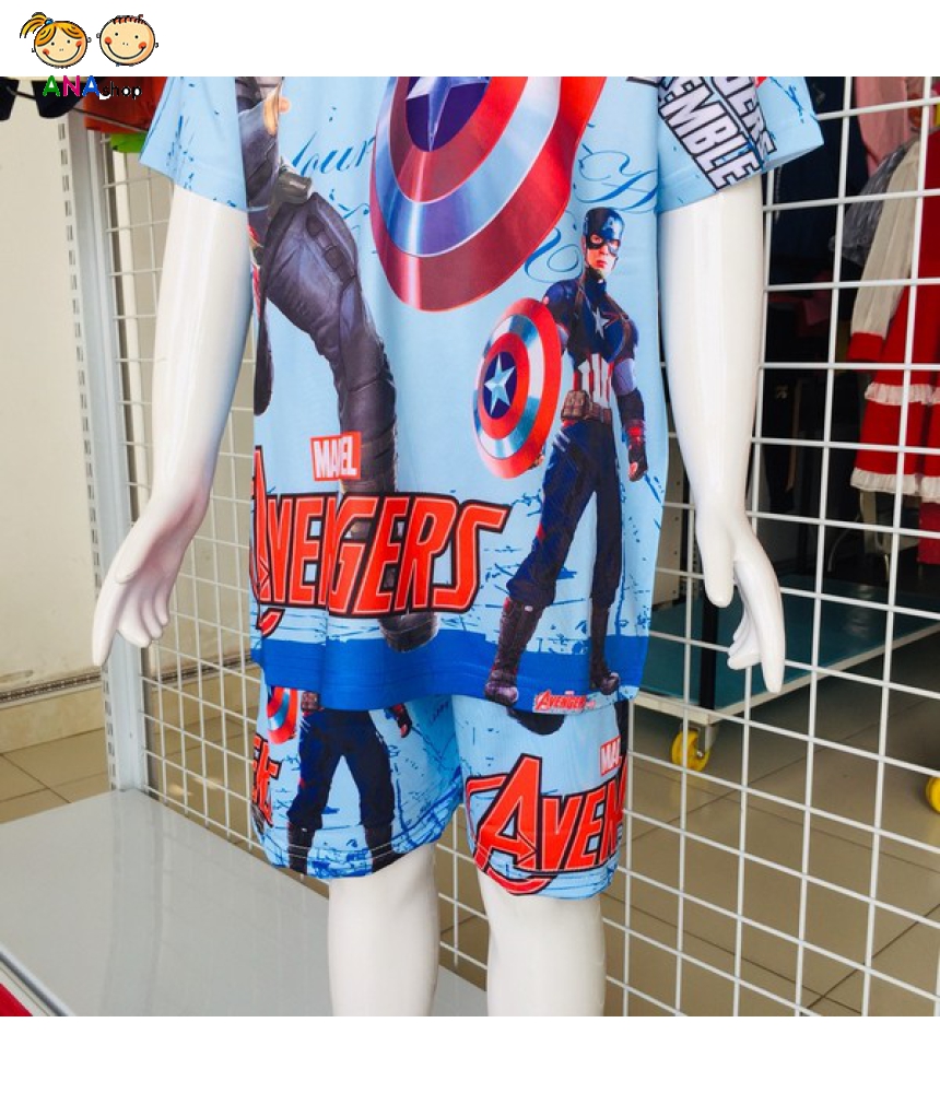 3432095 (S9-15) Bộ thun lạnh, in 3D, American Captain