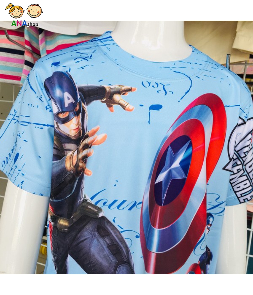 3432095 (S9-15) Bộ thun lạnh, in 3D, American Captain