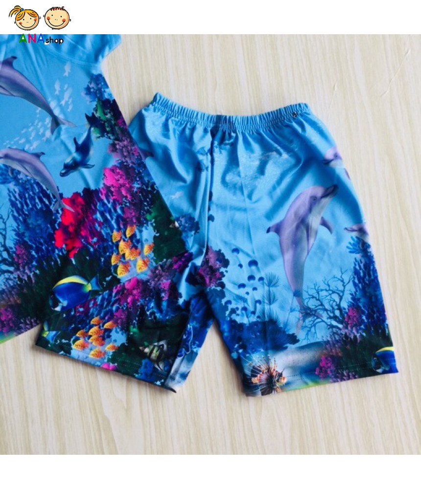 3492085 (S1-5) Bộ thun lạnh in 3D - Cá heo