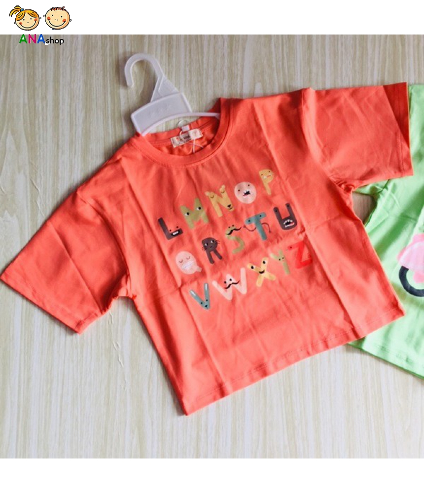 3582080 (S1-8) Áo thun cotton 4c/ in chữ hình thú