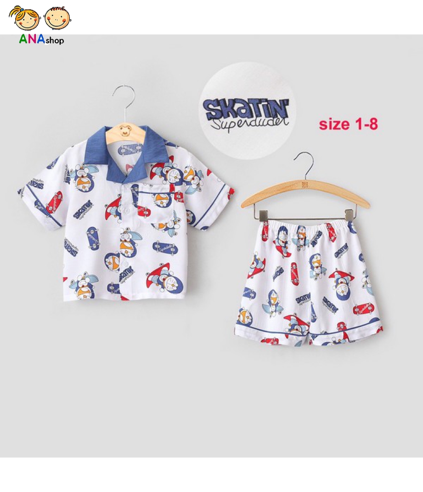 3672100 (S1-8) Vải tone pijama/ Doremon - set 2b