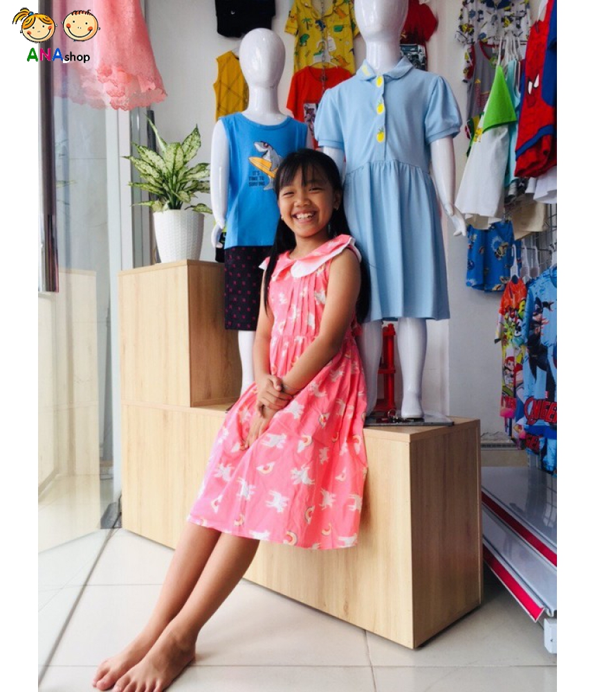 3773150 (S1-10) Đầm Oliver, vải lụa, in Pony