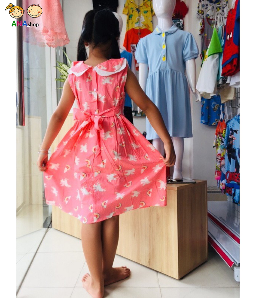 3773150 (S1-10) Đầm Oliver, vải lụa, in Pony