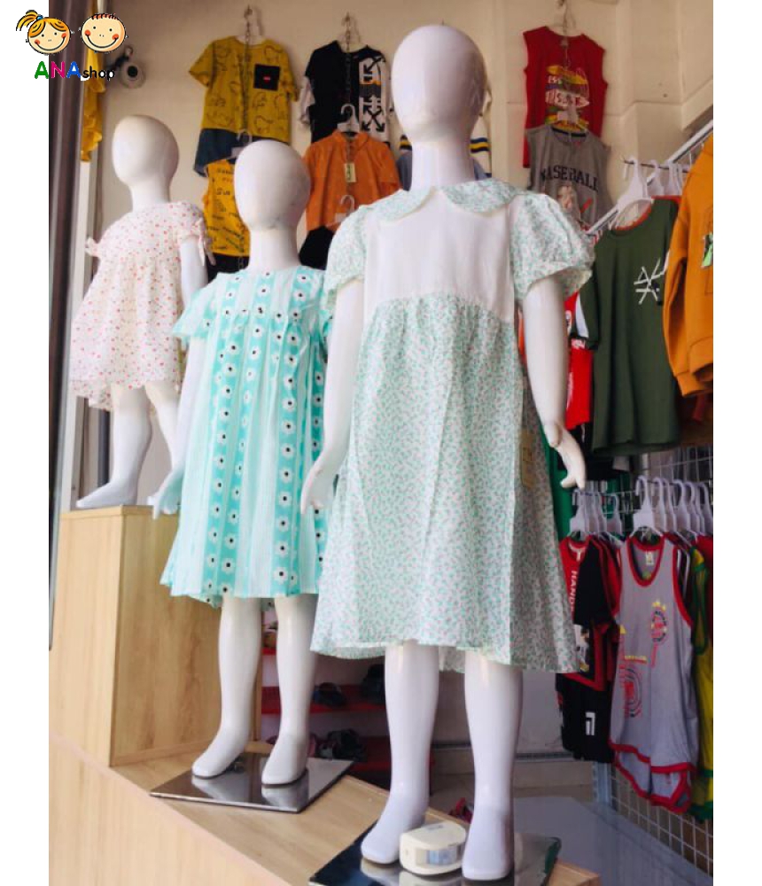 4303170 - S1.8 - Đầm baby doll hoa nhí đỏ tay thắt nơ