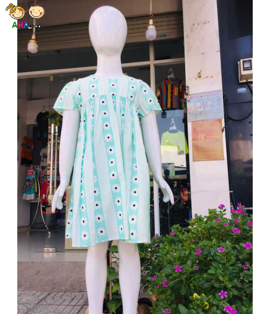 4293145 - S1.8 - Đầm baby doll bông xanh lớn