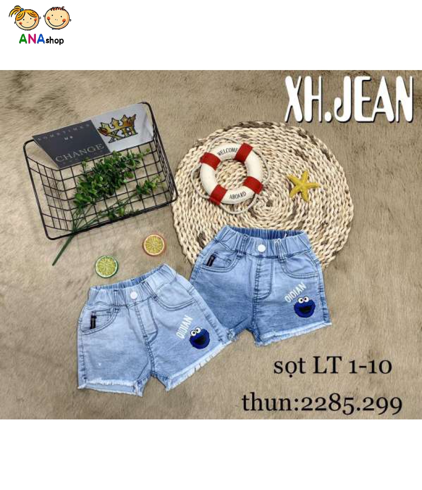 4532110 - S1.10 - Quần sort jean lai tua, thêu, in QIOIAN