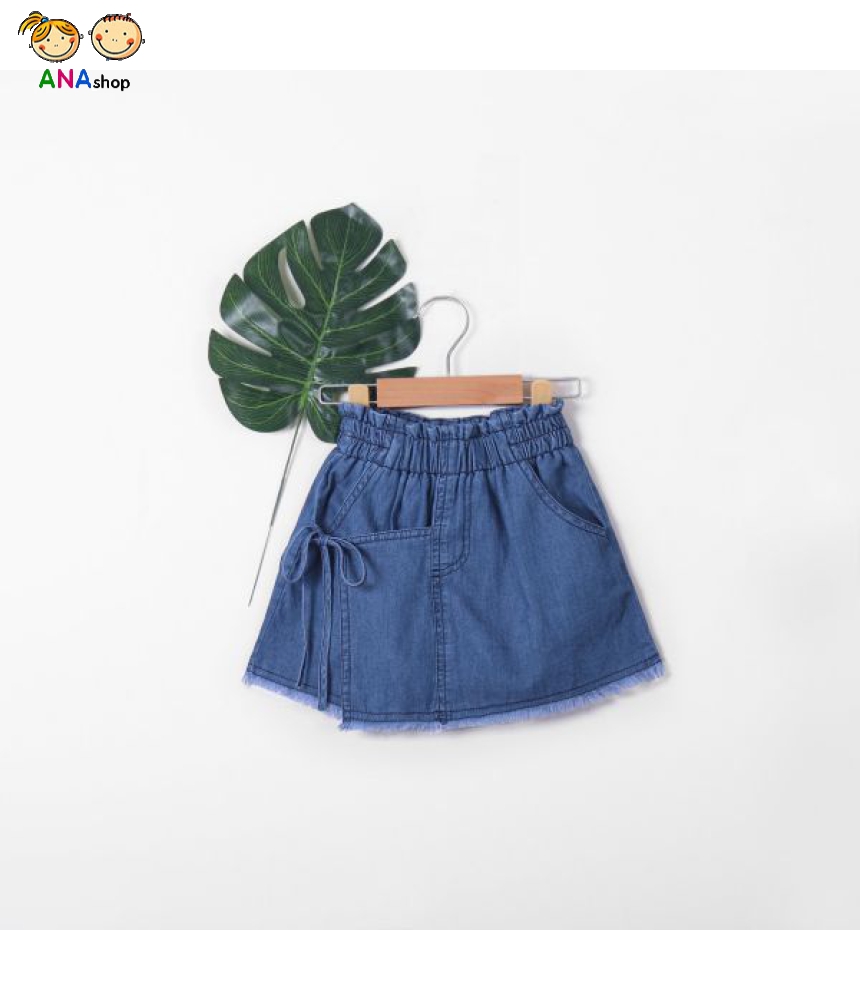 4573150 - S9.14 - Quần sort jean (giả váy) 1 bên lai tua