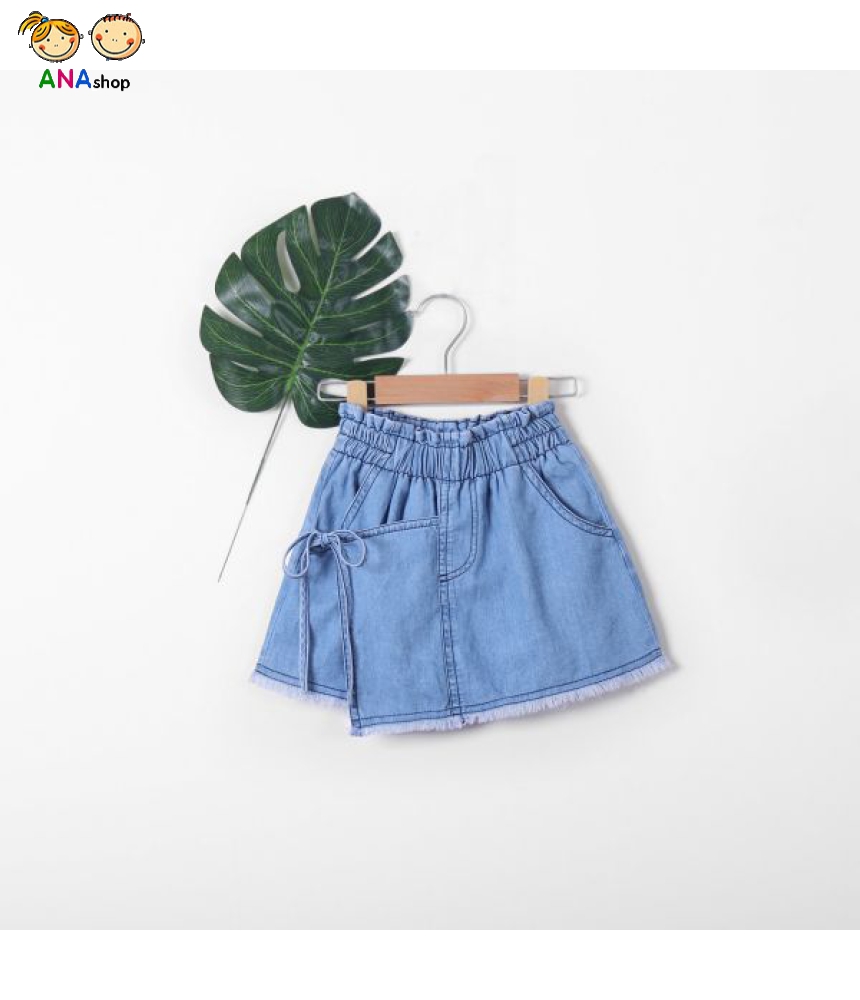 4573150 - S9.14 - Quần sort jean (giả váy) 1 bên lai tua