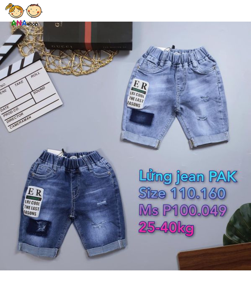 4633145 - S12.20kg - Quần jean lửng in ER (xanh đậm)