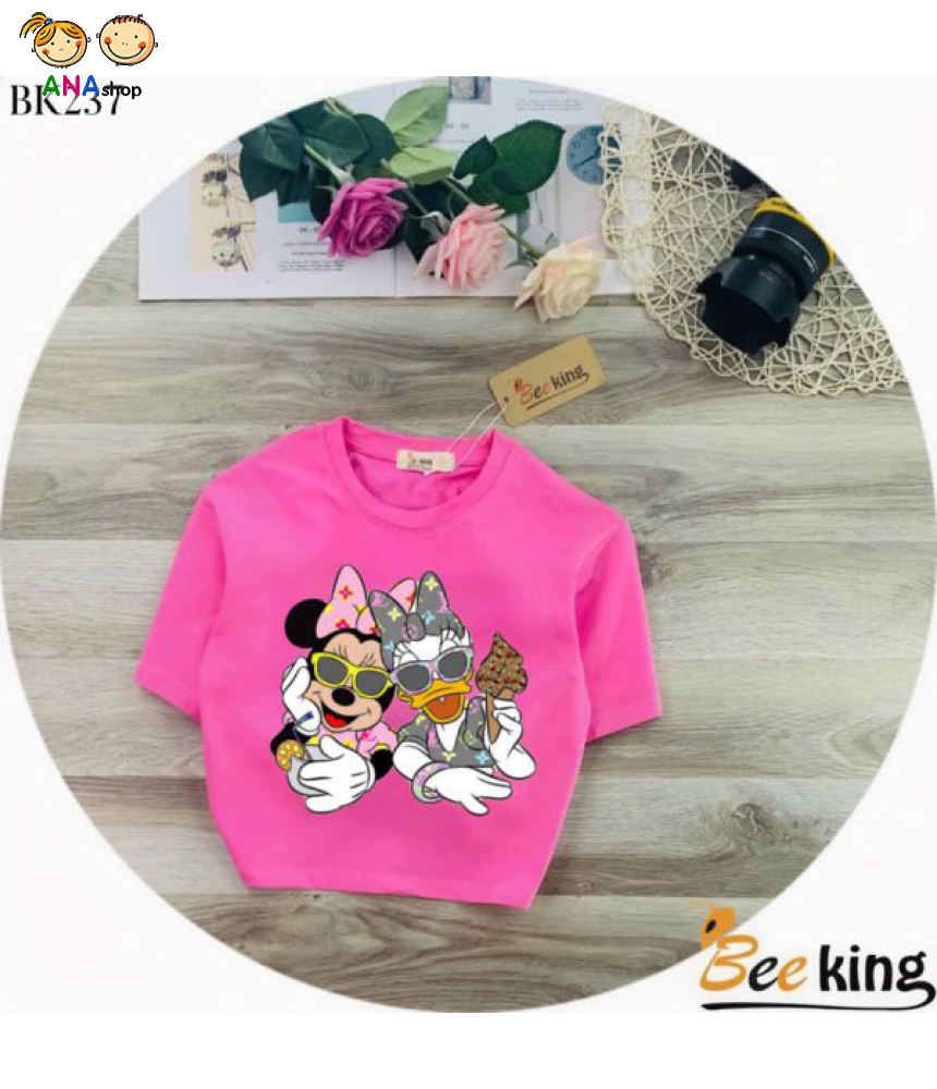 4642100 - S9.14 - Áo thun lửng in hoạt hình - hồng