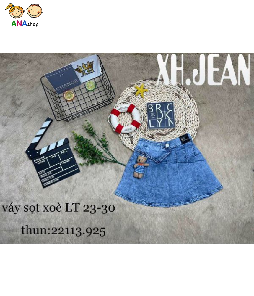 4853145 - S23.30 - Chân váy jean xòe phối gấu bông