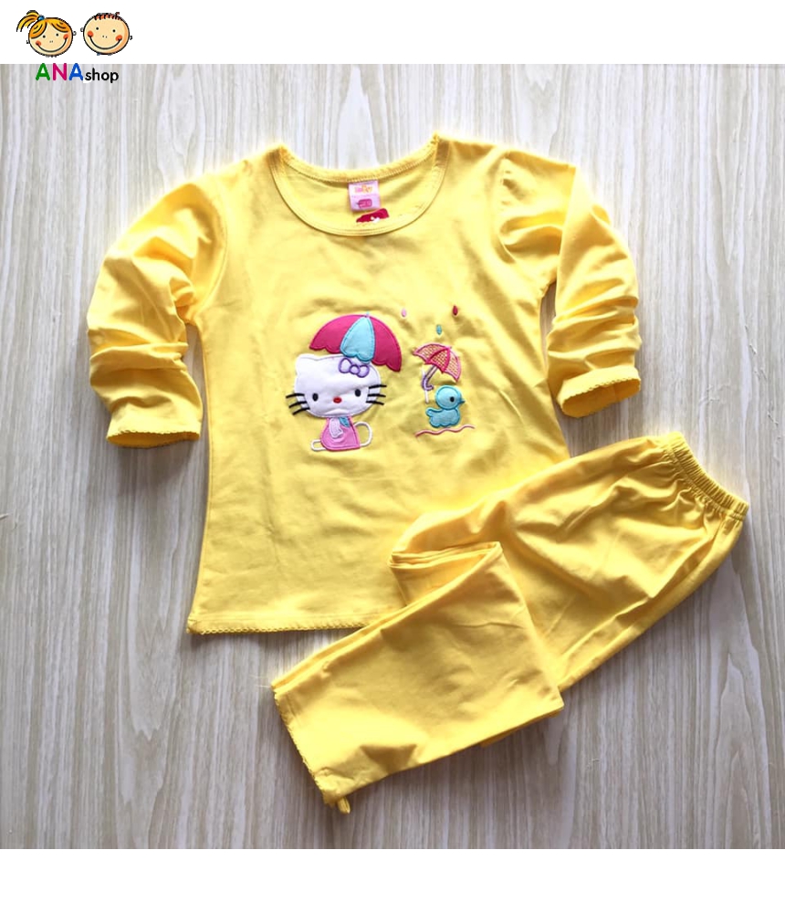 1442090 - Bộ dài thêu Kitty vàng